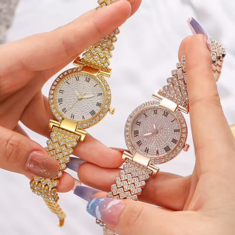 2024 Mantian Star Steel Chain Set Orologio da donna con bracciale con strass modello romano con diamanti pieni_voghion.com