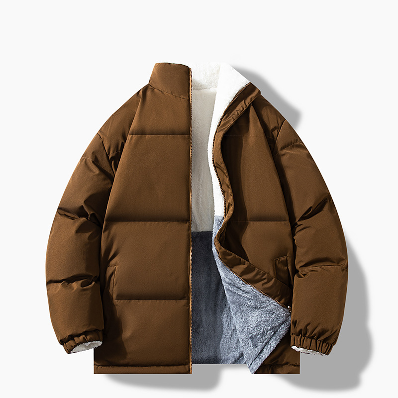 Vīriešu apģērbs vilnas kokvilnas mētelis vīriešu jaka samta ziemas divpusējs kokvilnas mētelis plus samta sabiezināta kokvilnas jaka_voghion.com