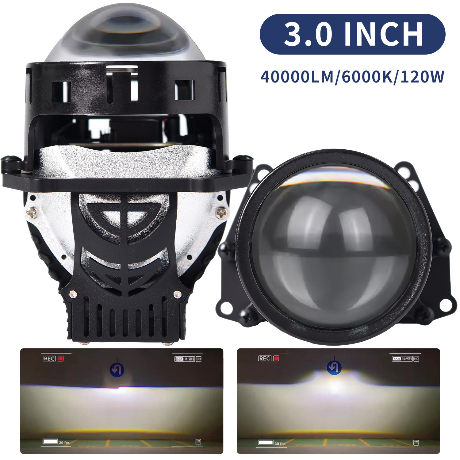 3 düymlük LED linza fara, H4 H7, 6500K, alüminium korpus