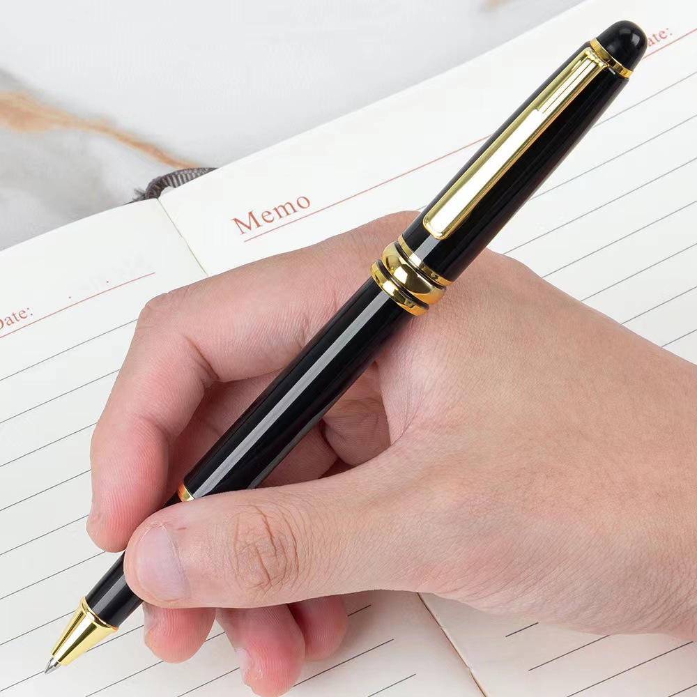 Regalos de oficina de negocios lápiz de firma de metal lápiz de firma negro lápiz de bola lápiz de bola láser logo