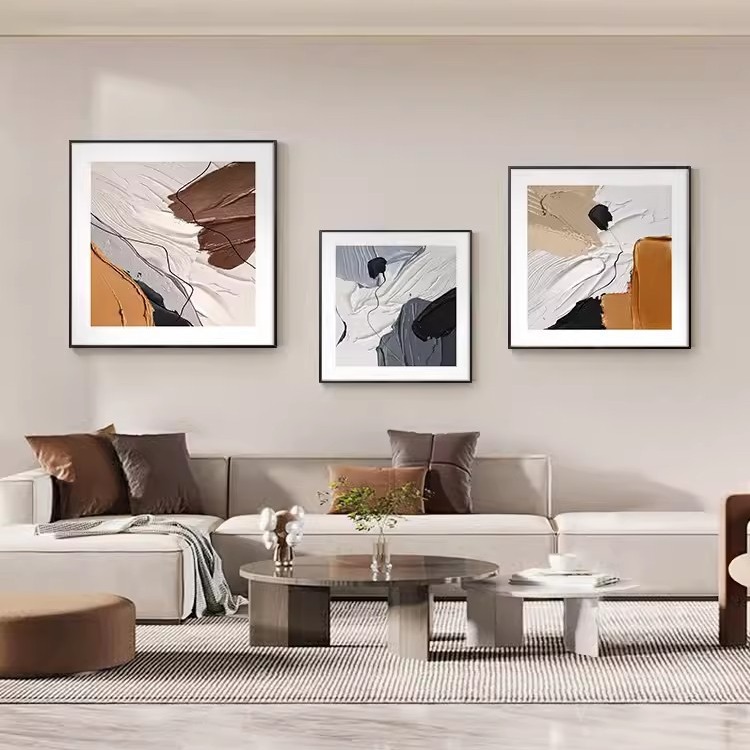 Modern Minimalist Style Living Room Sofa Background Wall Decorative Painting Texture Texture Square Bedroom Dining Room Hanging Painting