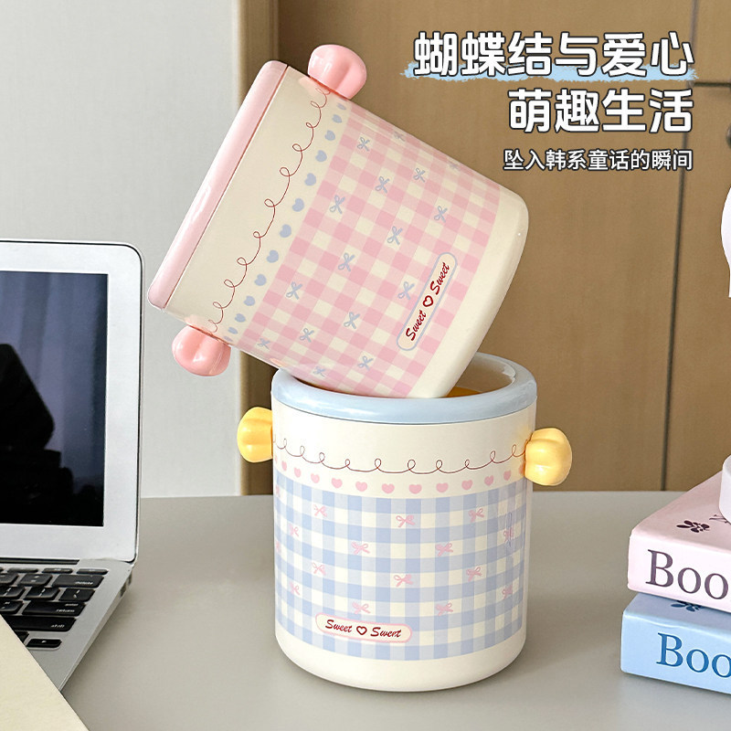 Desktop trash bin, high aesthetic value, cute, mini, small, lidless waste paper basket, office desk storage bin, sanitary bin Desktop trash bin, high aesthetic value, cute, mini, small, lidless waste paper basket, office desk storage bin, sanitary bin
