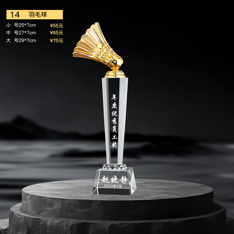 Nuevo trofeo de cristal Medalla de impresión en color de resina Reunión anual Premios de empleados destacados Competencia de baile deportivo Trofeo de metal