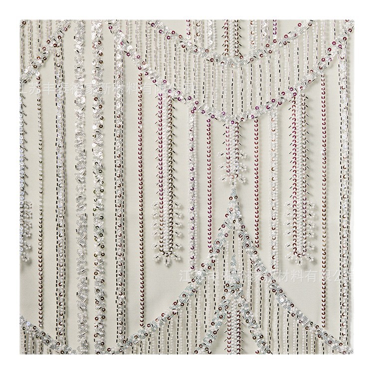 Nuevos productos bordados tela bordada tubo de perlas diseño de moda tridimensional ropa de mujer vestido procesamiento de tela de decoración del hogar personalizado