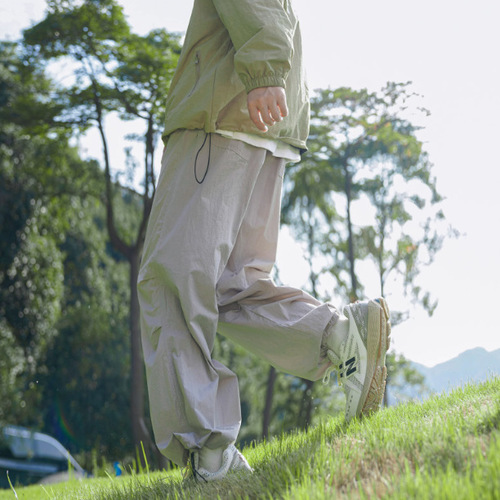 Loose Ankle Hem Thin Quick-Dry Work Pants for Men - Autumn Hipster Parachute Casual Streetwear Ice Silk Pants