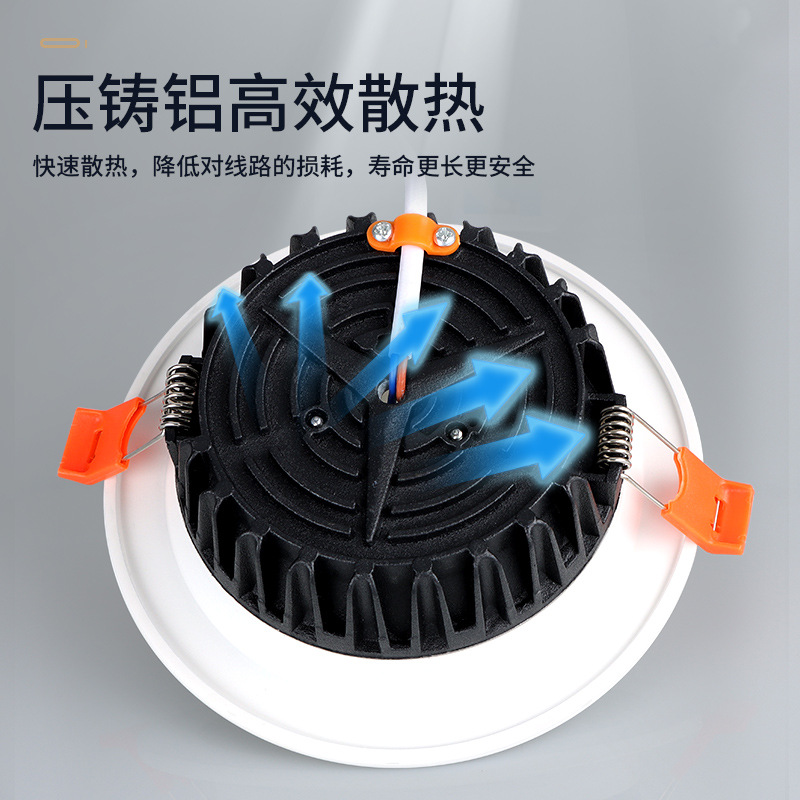 Luz LED empotrable en el techo de tres colores con intensidad regulable para uso doméstico, apertura de 7.5 pulgadas, downlight regulable ajustable de 2.5 y 3 pulgadas.