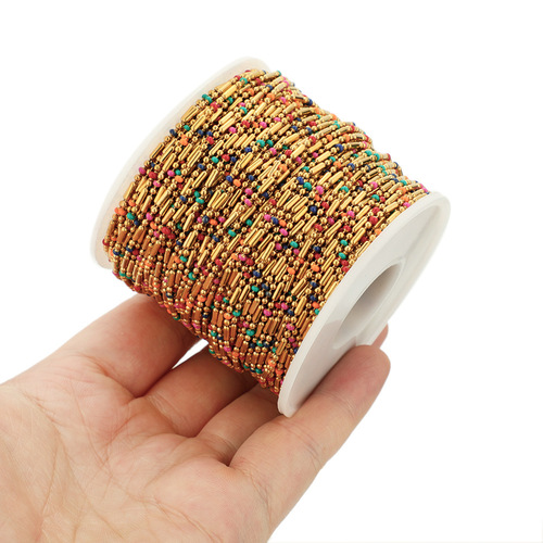 Cross-border hot selling stainless steel jewelry chain 3:1 drop oil 1.6mm bead chain DIY necklace bracelet anklet sub accessory