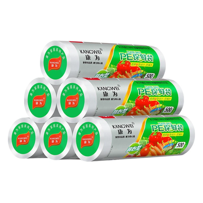 Одноразовая сумка для хранения пищевых продуктов Прозрачный супермаркет Свежие фрукты Утолщенный портативный жилет в стиле рулонного пластикового пакета