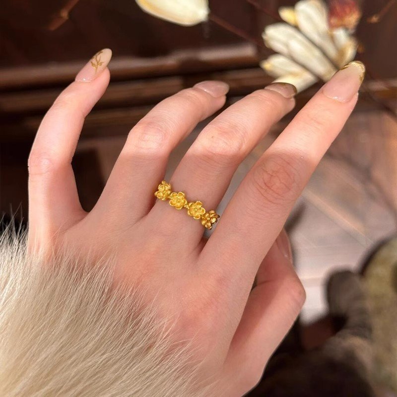 Anello da donna con fiore di osmanto, stile retrò vintage, leggero e pesante, per autunno e inverno, temperamento fresco e semplice._voghion.com