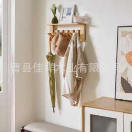 跨境temu木质壁挂架新款钢琴键玄关衣架实木毛巾挂架置物架