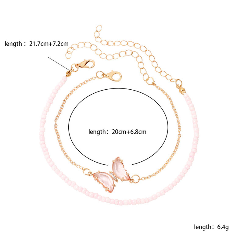 11g Weight Arylic Inlay Material Fashion Butterfly Alloy Beaded Arylic Anklet