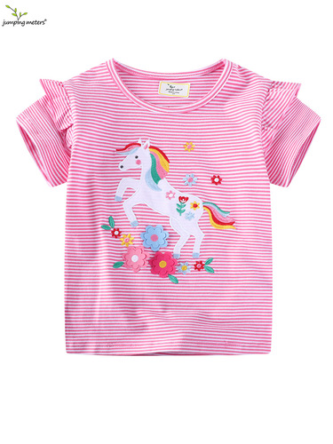 Girls' T-shirt Summer Wear: Cute Patterned Kids' Top with Crew Neck and Short Sleeves—Perfect for European and American-Style Little Ones