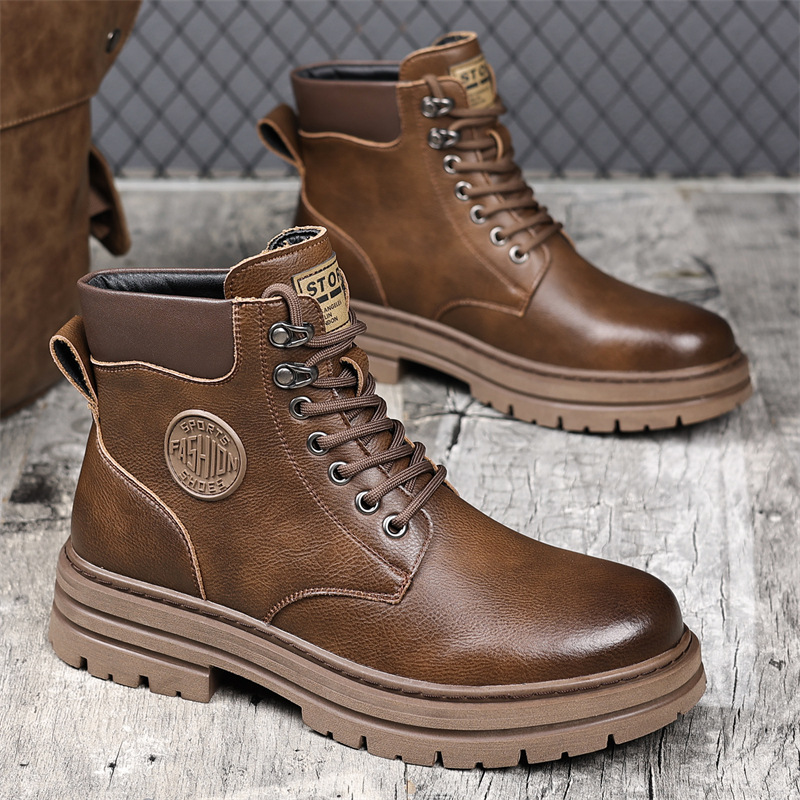 Men's Martin Boots 2025 Autumn/Winter Outdoor Fleece-Lined Thickened Warm Snow Boots High-Top Thick-Soled Martin Boots Wholesale