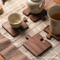 実木原木茶杯マット黒胡桃木杯マット茶道断熱マット木製カップ