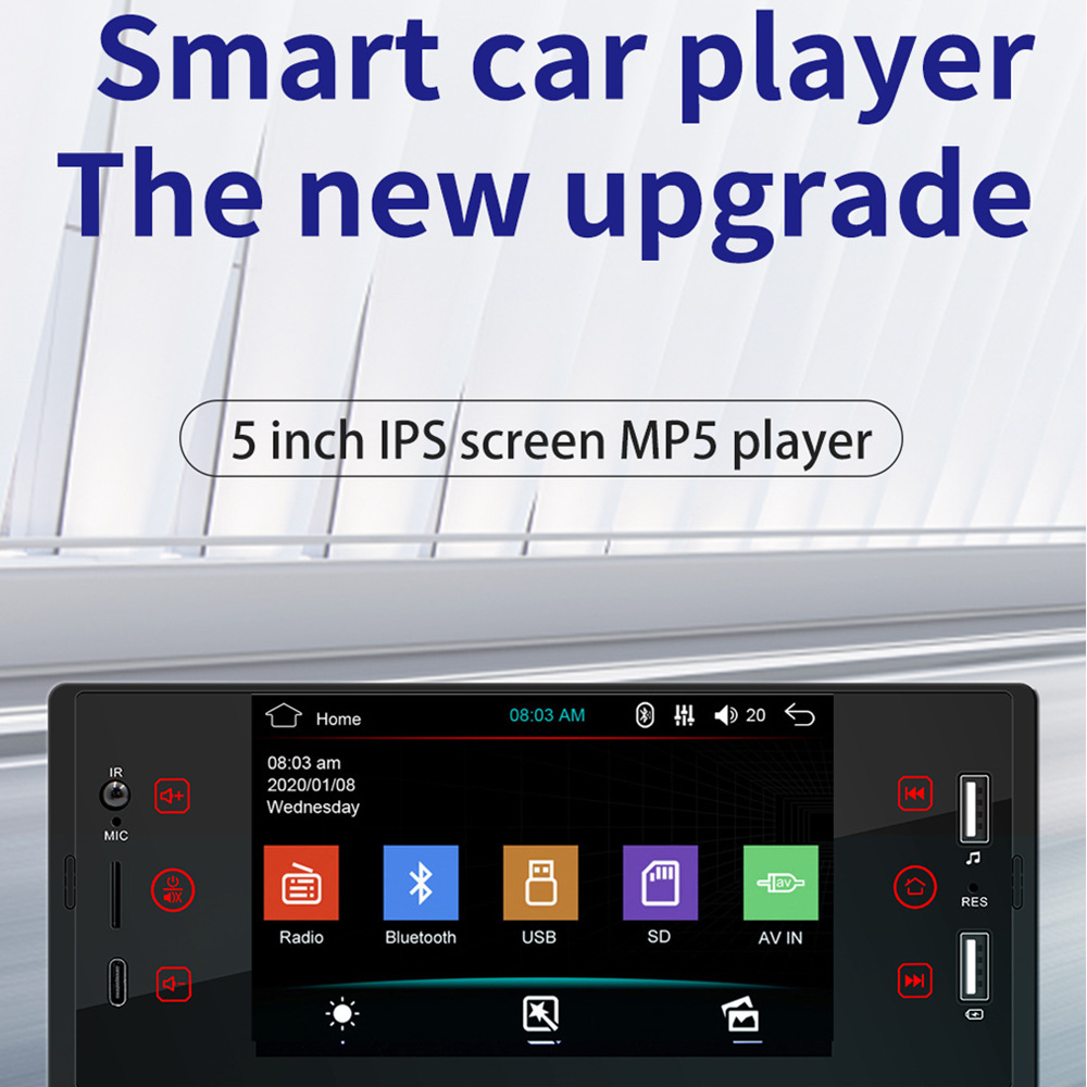 5 inch single ingot Apple wireless carplay HD touch screen reversing image priority car Bluetooth MP5 player