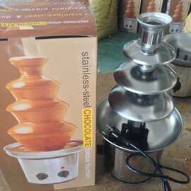 跨境巧克力喷泉机 不锈钢自动融化塔瀑布火锅熔浆机出口商用派对