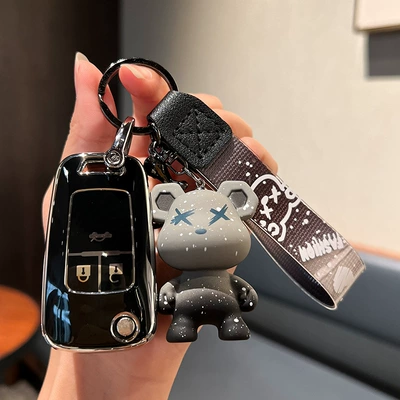 Chevrolet Key Set Kovoz Mai Rui Bao Cruze Chuangku Cruze Sail Car High-end Women's Case Buckle (Car key bag) - chevrolet-b-old-single-shell-black-gray-violent-bear-pendant