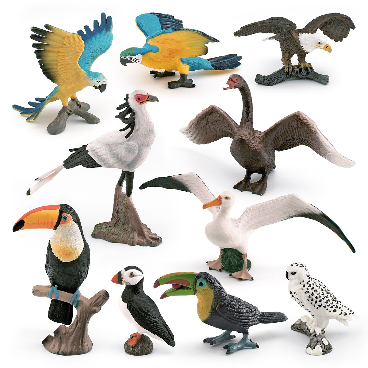 Simulación transfronteriza ave de nieve águila blanca guacamara cisne gris gaviota grifo modelo de pájaros adornos de escritorio estáticos