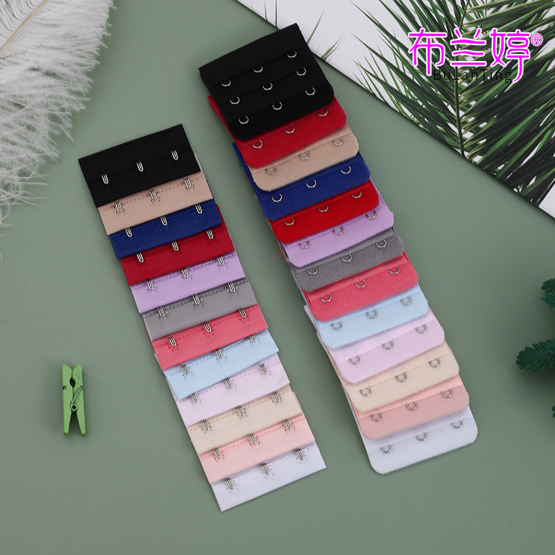 Three-row three-button bra back hook underwear matching back buckle polyester stainless steel hook cloth hook wholesale