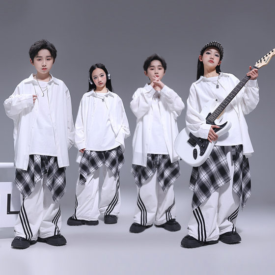 Jazz Dance Clothing Girls suit Korean Crop Top Vest Jazz Pants Children's Fashionable Table Performance Clothing