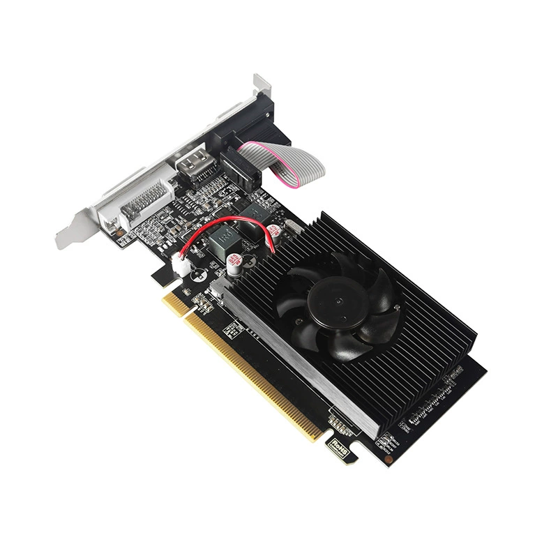 Видеокарта GT210 1 ГБ, поддержка двух дисплеев, низкопрофильный PCI-E для компактного корпуса