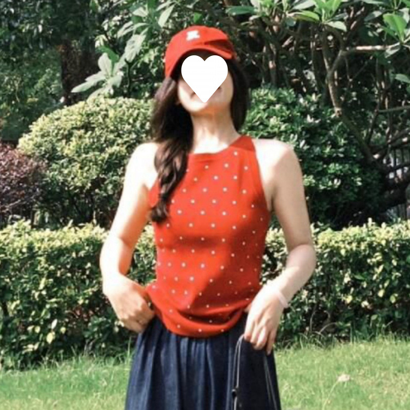 Clásico punto ondulado chaleco de cuello redondo de estilo general delgado camisa sin mangas para mujeres verano nuevo amarillo rojo