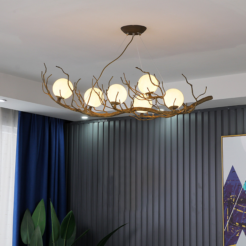 Retro imitation tree branch-shaped chandelier personality Shuiji wind inn restaurant homestay tea room hot pot shop decorative lamps and lanterns