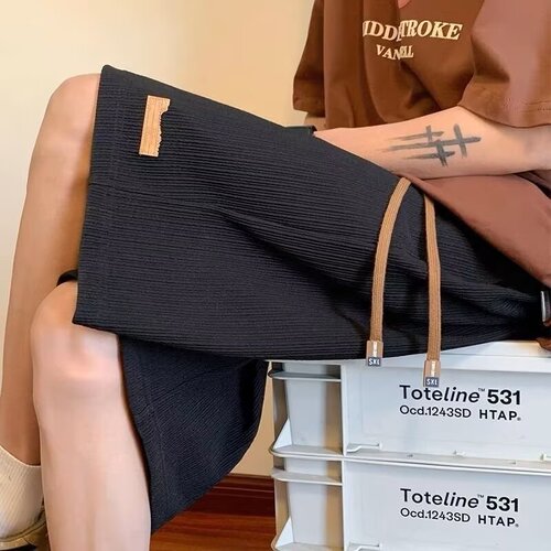 Summer new style fashion brand trend loose sports loose ice silk casual shorts, male middle school students, large size split pants, men