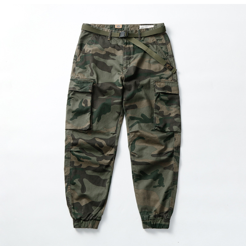 GDDQSDC tipo duro camuflaje táctico overoles hombres y mujeres de estilo americano retro casual suelta pantalones atados al tobillo pantalones de moda Primavera