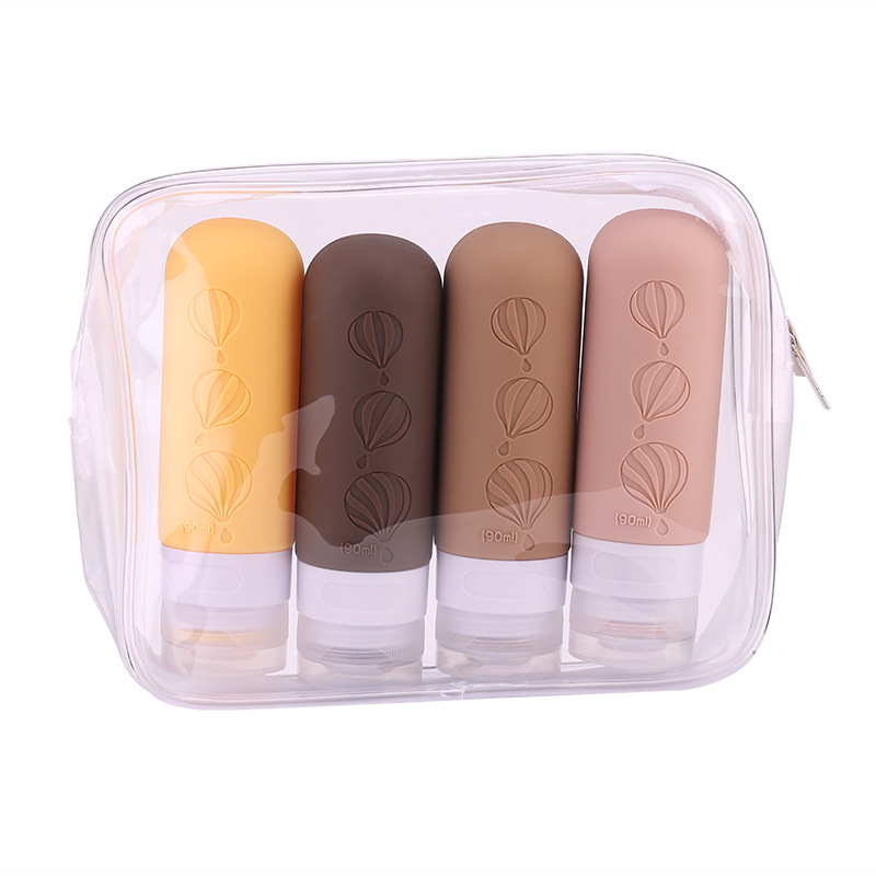 Juego de subembotellado de viaje creativo pequeño de silicona Botella de almacenamiento de silicona con tapa Botella de viaje Tarro de subembotellado