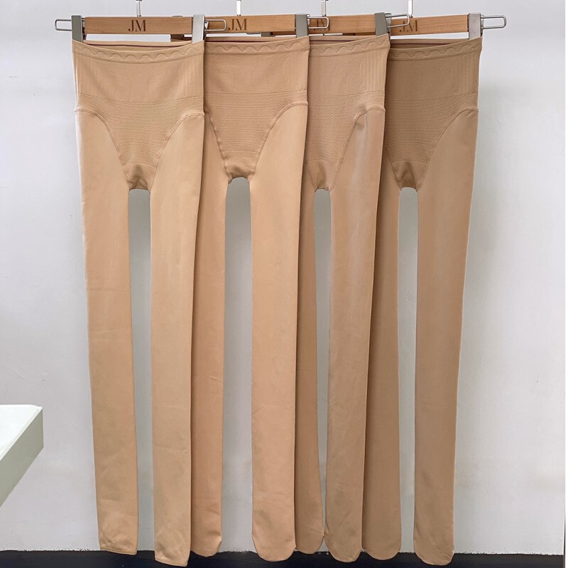 Single-Layer Slimming Leg Water-Gloss Pants, Arms the Bare Legs Artifact, Naked Feeling, Women's Base Skin Color, Autumn and Winter Fleece-Lined Pressure Socks
