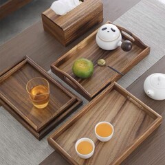 胡桃木製トレイ長方形茶器果物皿家庭用湯飲みティーポット皿ホテルレストラン菓子皿