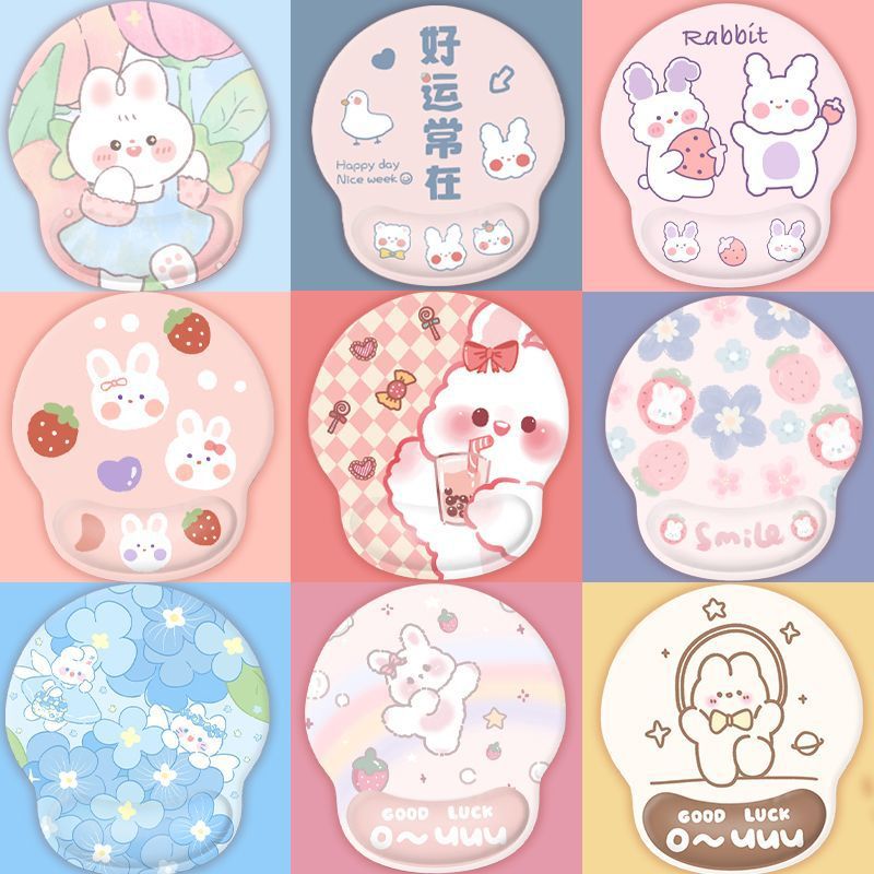 卡通创意小兔子护腕硅胶鼠标垫掌托3d软垫滑垫键盘手托护腕垫情|ms