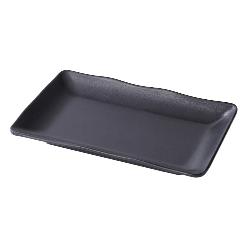 Engrosada vajilla de melamina olla caliente plato creativo barbacoa placa negro imitación porcelana carne rectangular barbacoa placa