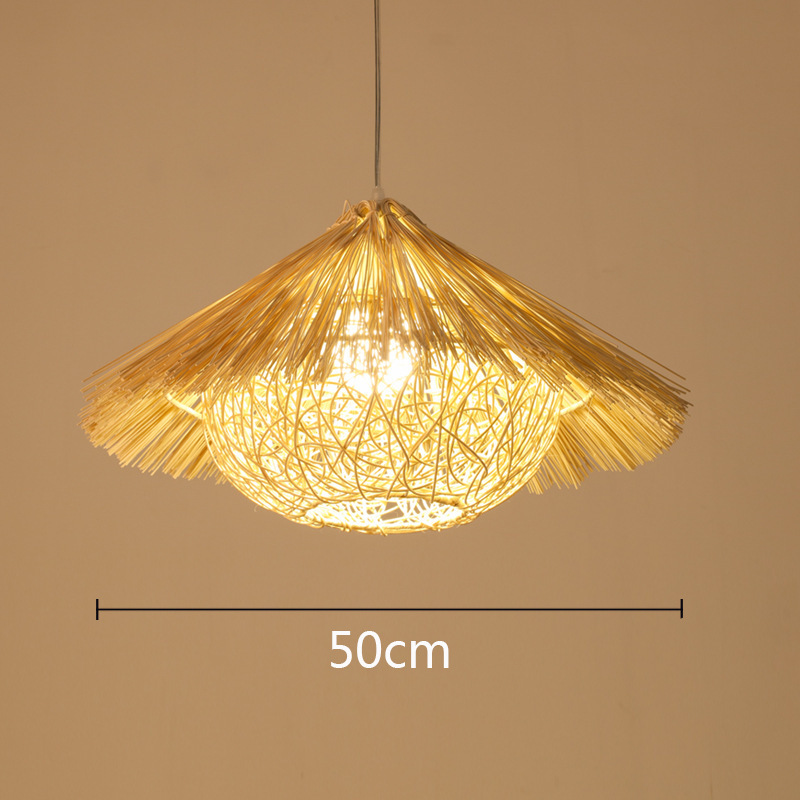 Art de bambú Chandelier de bambú Zen sala de té lámparas residenciales nuevas linternas de restaurante chino creativas comerciales japonesas lámparas de tela de caña