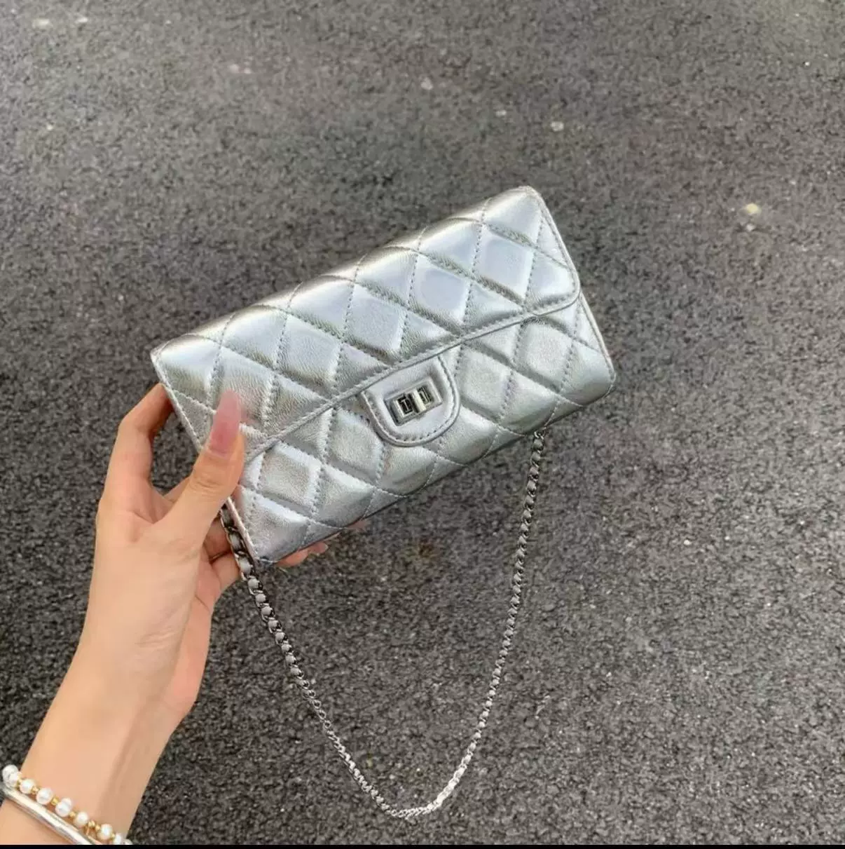 Сумка-кошелёк на плечо, стёганая «ромб» с цепочкой, 18×9×3 см, в стиле Chanel