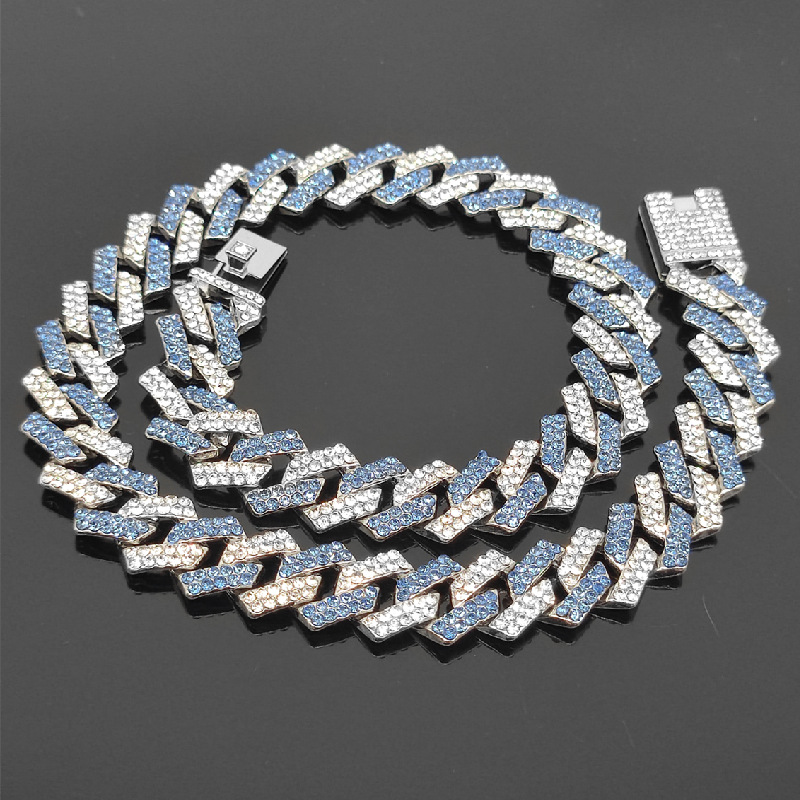 15-mm-Schnalle mit Volldiamant und Premium-Hip-Hop-Halskette, Herren-Accessoires, kubanische Kette_voghion.com
