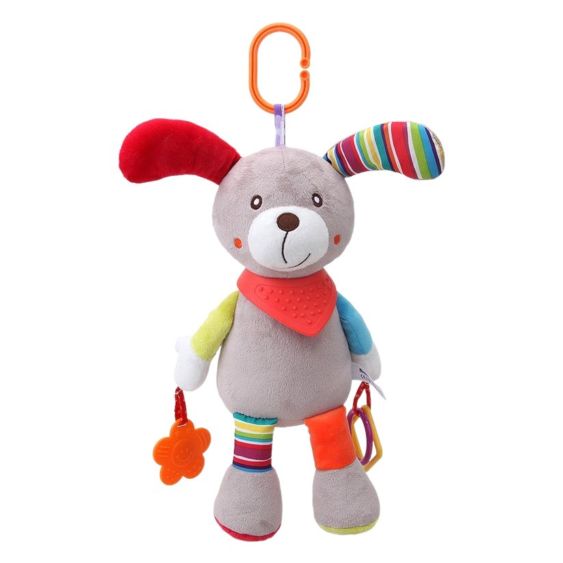 Multifuncional cama colgando calmante muñeca cachorro conejo colorido jingle muñeca con papel de timbre bebé juguete Fuente de la fábrica