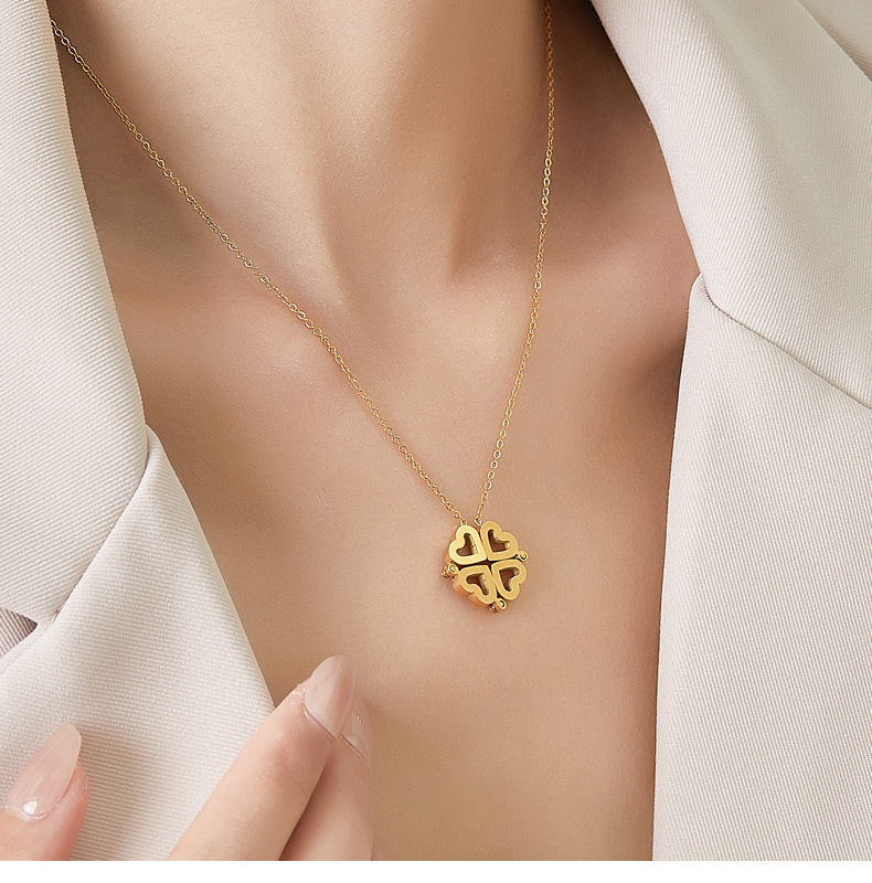 Fashion Heart Shape Titanium Steel Gold Plated Pendant Necklace 1 Piece