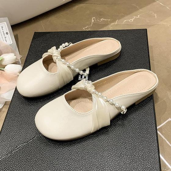 Half Slippers Women's Summer Wearing Evening New Pregnant Women's Sandals Flat Shoes French Lazy Style 2023 Fairy Baotou