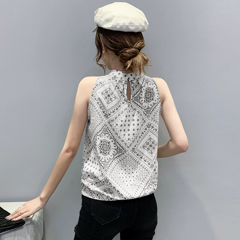 Summer retro beach fashionable tank top, floral print, Korean style, oversize