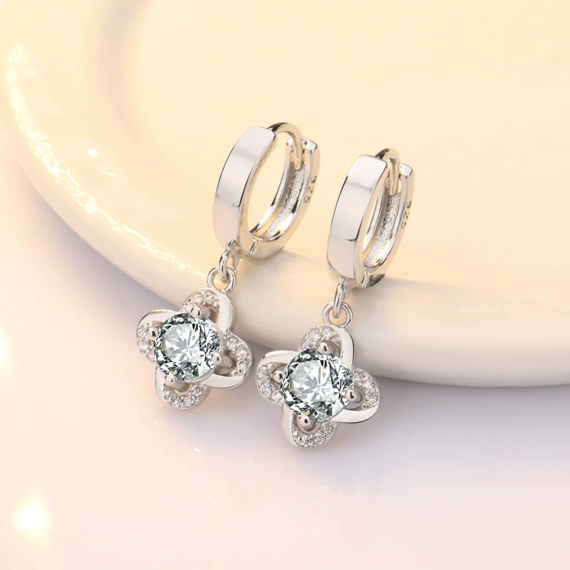 Silver earrings, accessory, simple and elegant design