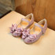 Girls' Leather Shoes Dance Shoes Spring and Autumn New Korean Style Princess Shoes Children's Bow Bright Sand Shoes