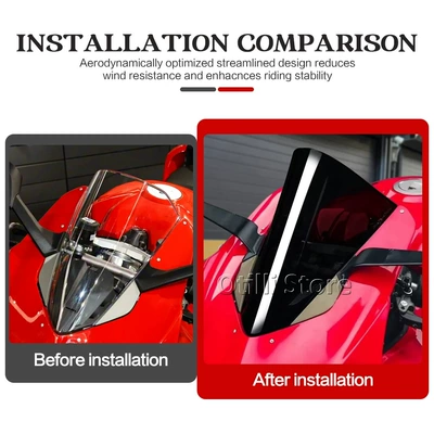 Ducati V2 18-24/V4 18-19: Motorcycle front windshield