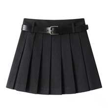 现货2025秋季新款腰带防走光短裙高腰减龄百褶裙半身裙MBE4SKT012