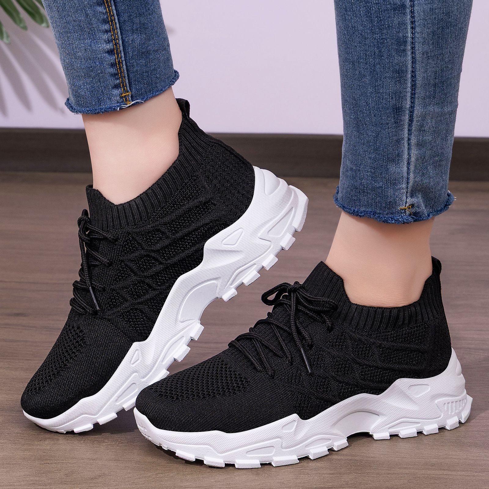Zapatos de mujer zapatos transfronterizos de alta altura zapatos de papá transpirables no olor zapatos deportivos zapatos casuales cómodos zapatos simples