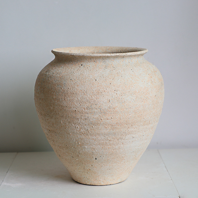 Color de la tierra Jingdezhen vasos de cerámica retrógrado hotel artesanal nórdico alojamiento residencial floral silenciosa decoración cerámica rugosa