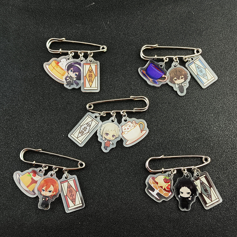 Bungou Stray Dogs Uv Laminated Acrylic Pin Brooch Safety Pin Keychain Ring Buckle Anime Peripheral Two-Dimensional
