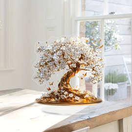 跨境开花的树2D平面亚克力圣诞场景带底座家居与办公室装饰摆件