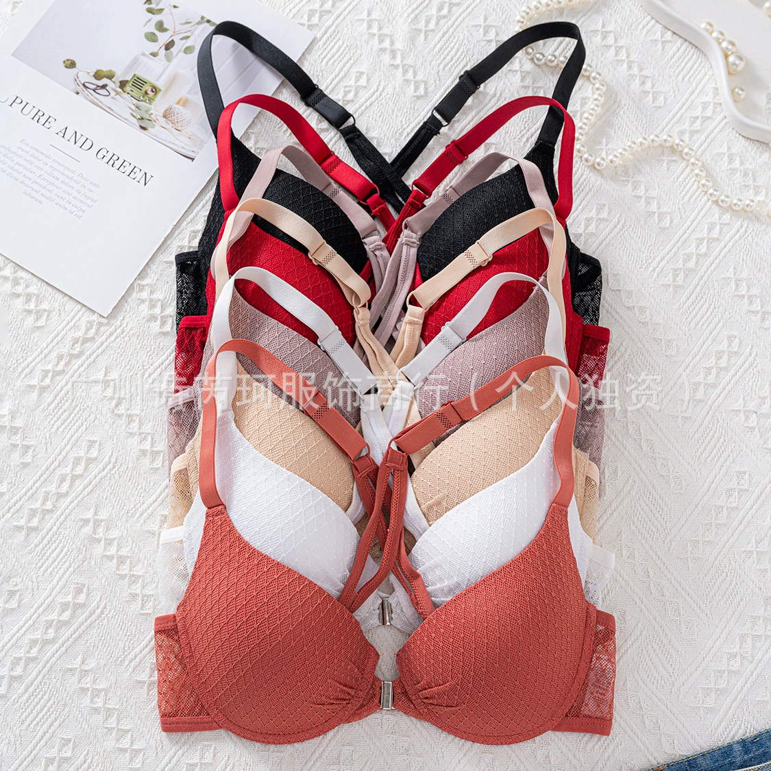 Бюстгальтер Temu больших размеров для трансграничной торговли, европейско-американский стиль, на косточках, с передней застежкой, повышенной поддержки, с перекрестной спинкой, без спинки, для коррекции формы груди.